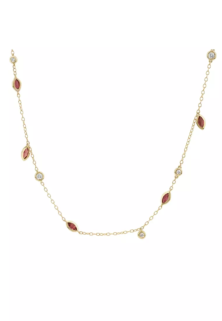 Gold cheap pink necklace
