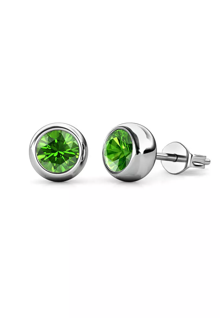 Birth Stone Moon Earring August Peridot WG - Anting Crystal Swarovski by Her Jewellery
