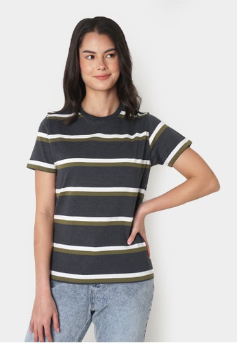 Penshoppe black Basic Relaxed Fit Stripes T-Shirt 48595AAB8E03A6GS_1