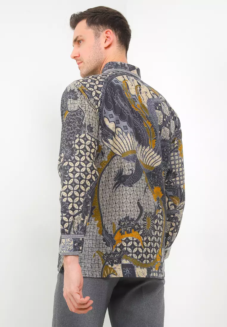 Batik Talenta Exclusive Lengan Panjng Dobby Smock Bagau Abu