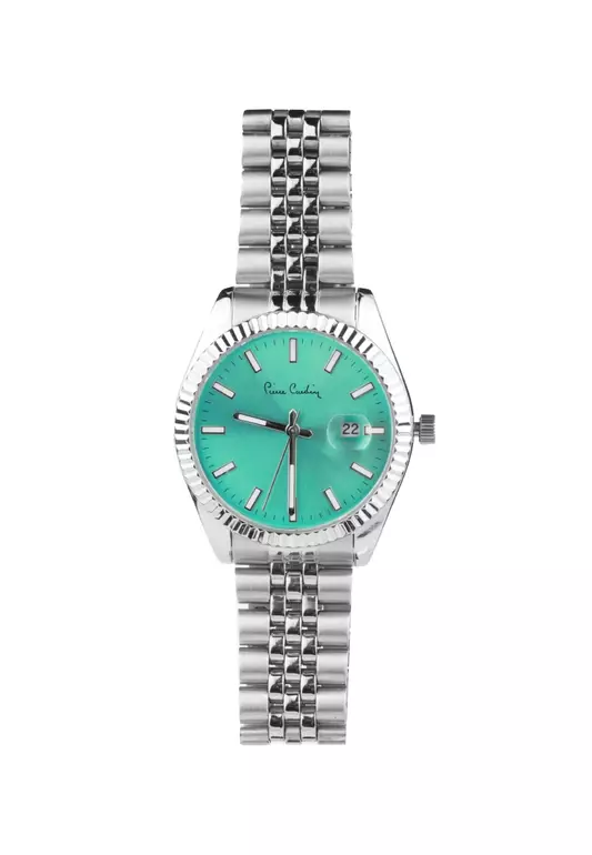 Roli Stainless Steel Date Watch with Fluted Bezel in Tiffany Blue