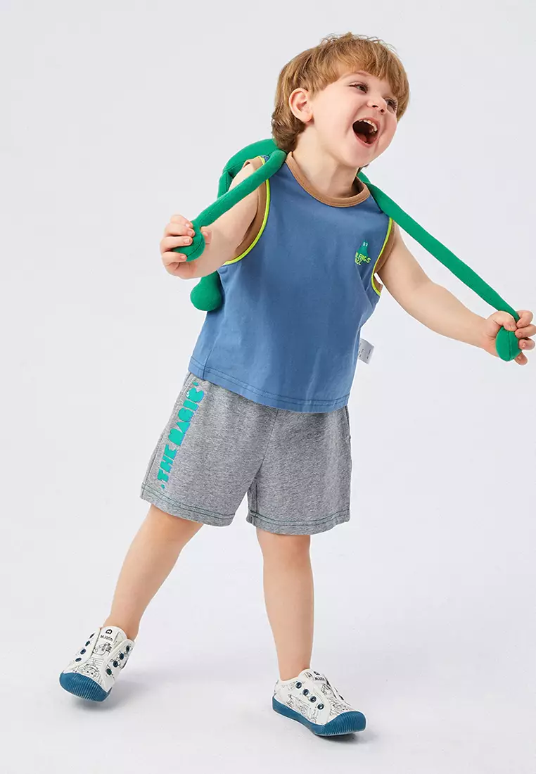 男小童背心套装帅气字母印花运动无袖套装