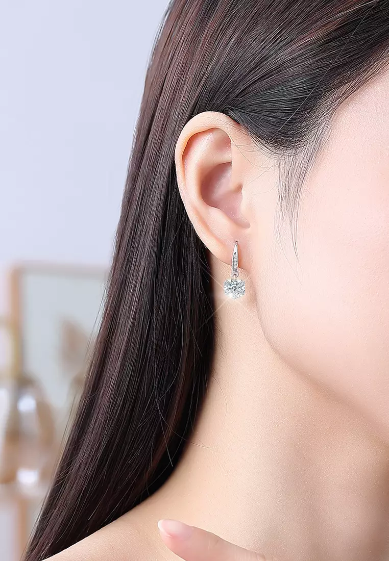 Anting Wanita Perhiasan Berlian Fashion Anting Giwang Cewek Original Earrings Sertifikat GRA silver