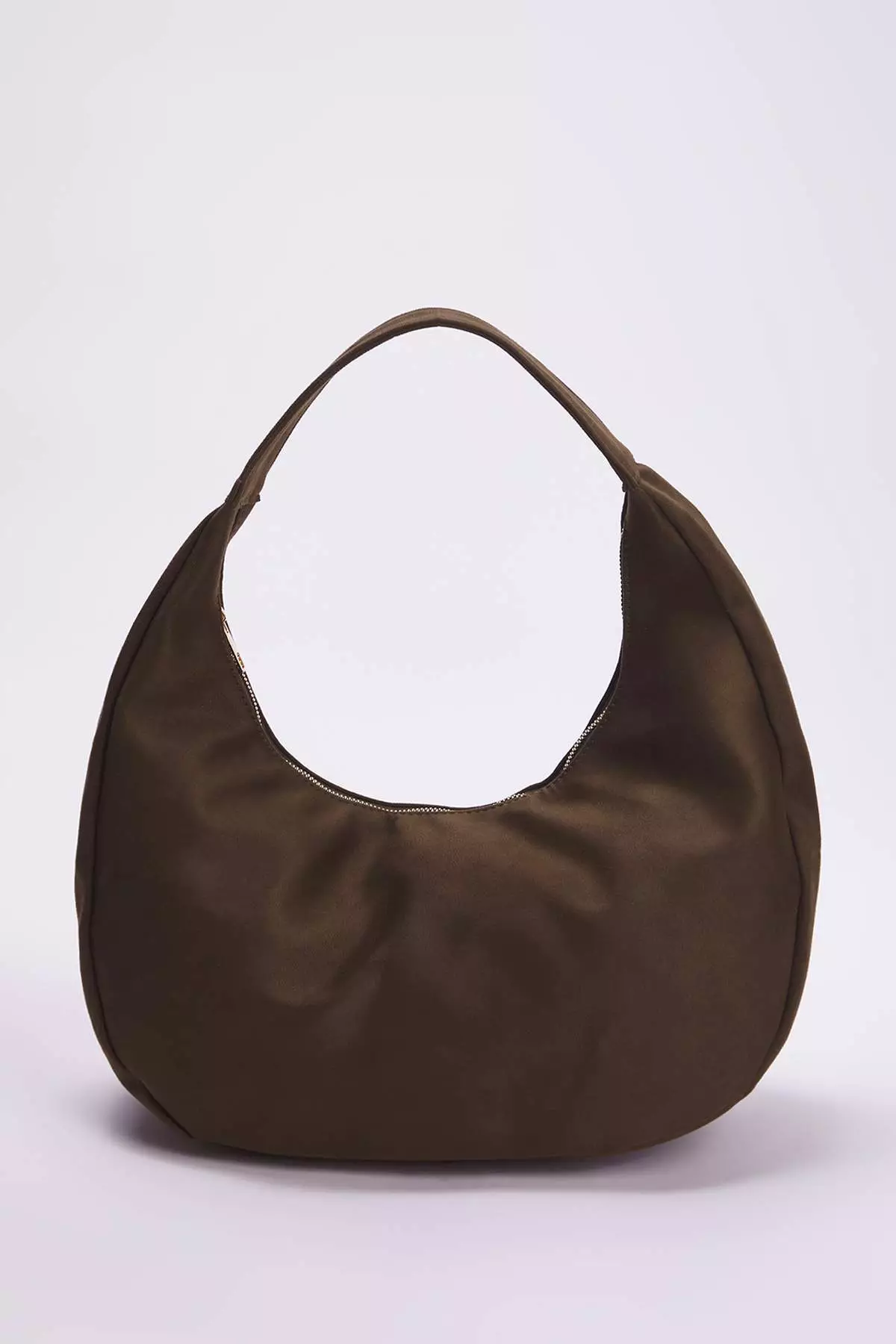 Khaki Suede Half Moon Women's Oval Shoulder Bag