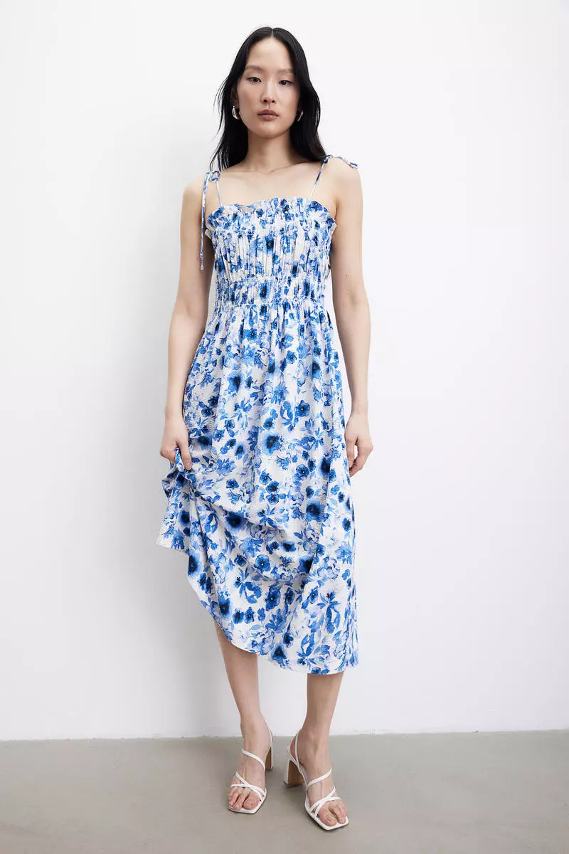 Smocked-detail dress