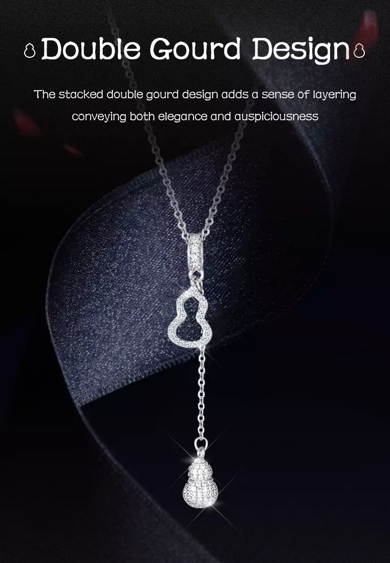 Kalung Wanita Original N042 Gourd Design Titanium Anti Luntur Perhiasan Cewek Korea Fashion Silver