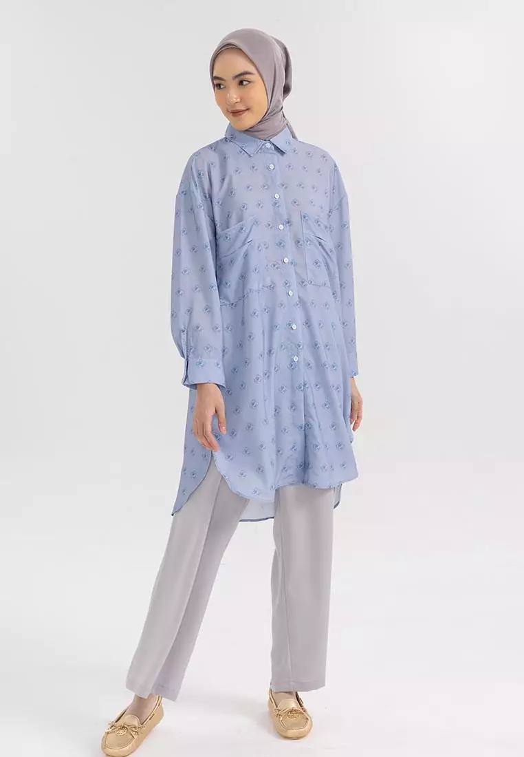 Ria Miranda Cloud Blue Qistiana Shirt