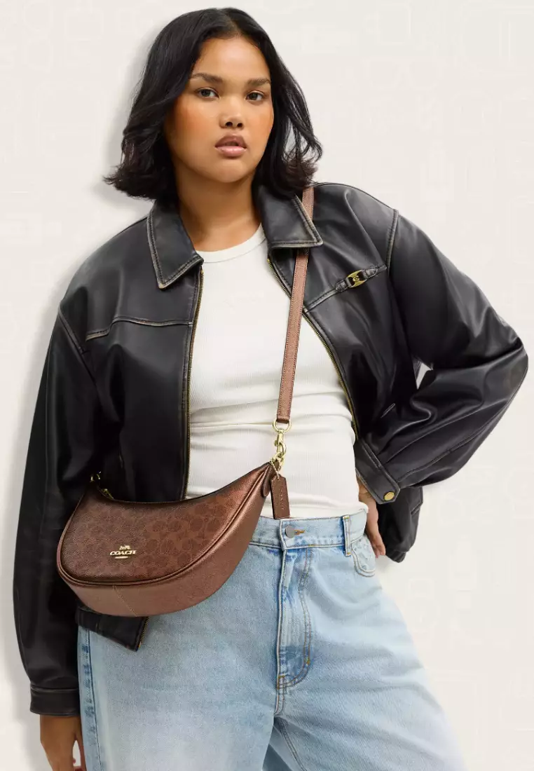 Coach Aria Shoulder Bag In Signature Canvas Brown Copper