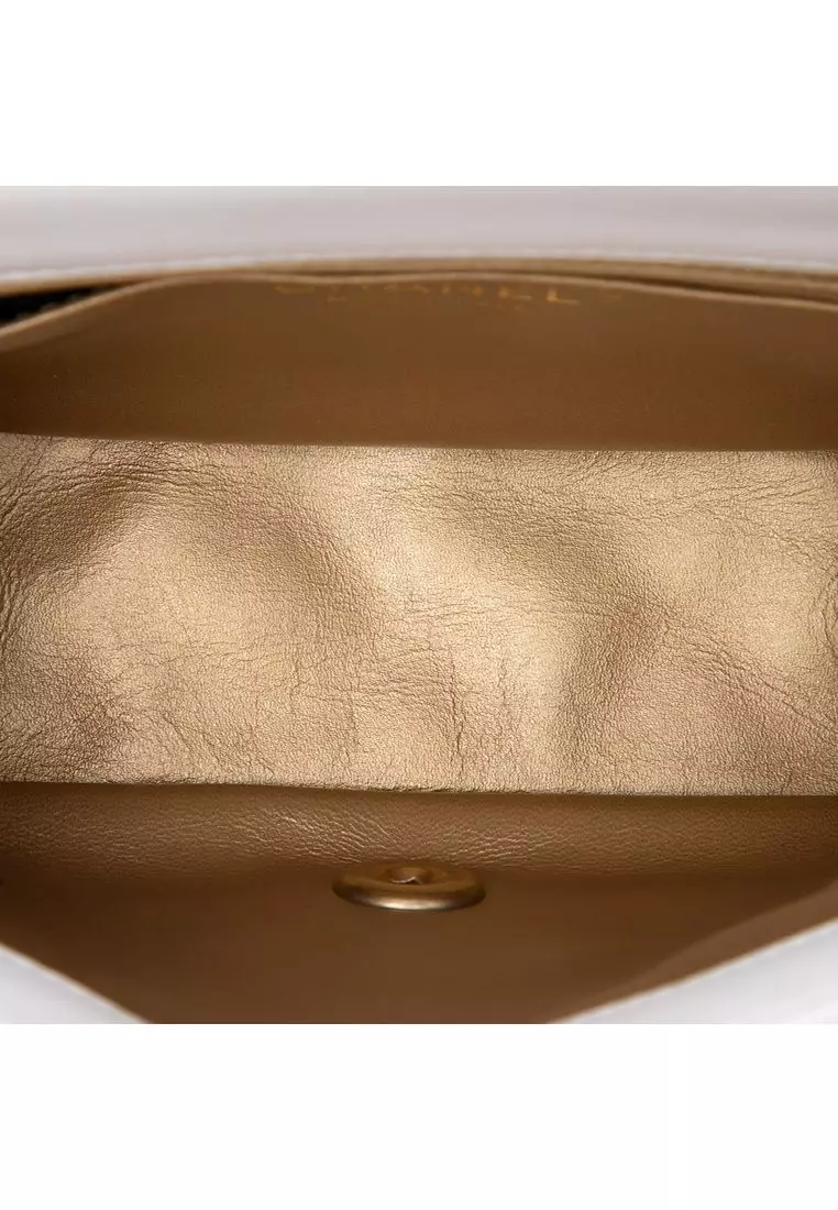 Pre-Loved Chanel Mini Square Classic Lambskin Pearl Crush Single Flap