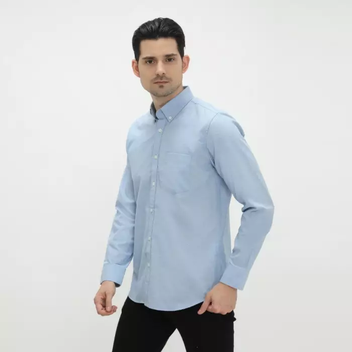 Platini Kemeja Pria Polos Lengan Panjang Katun Oxford Light Blue 11069.02