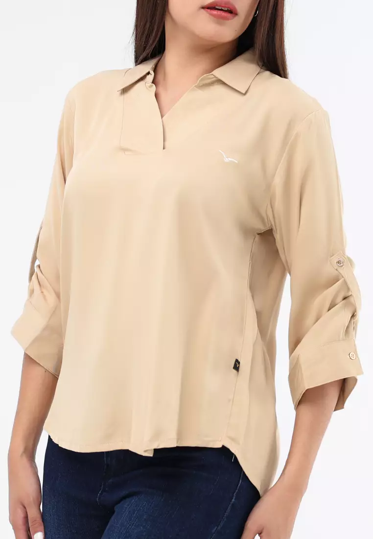 Plain Single Bold Twill 3/4 Blouse