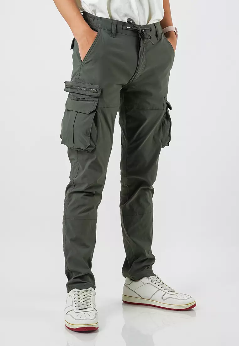 OXCON Celana Cargo Panjang Pria Pinggang Karet Slimfit Sparta Pale Green