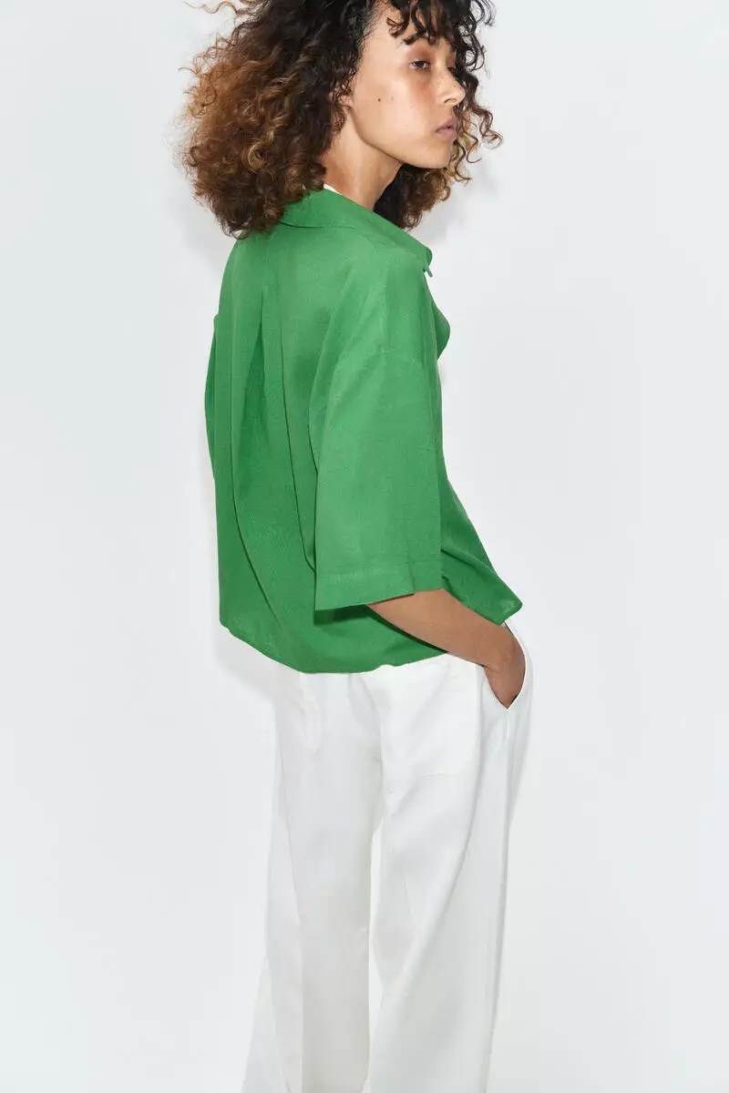Oversized linen-blend shirt