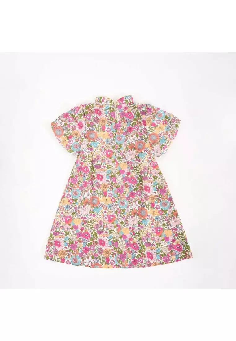 花紋嬰兒女童汉服唐装連衣裙0854