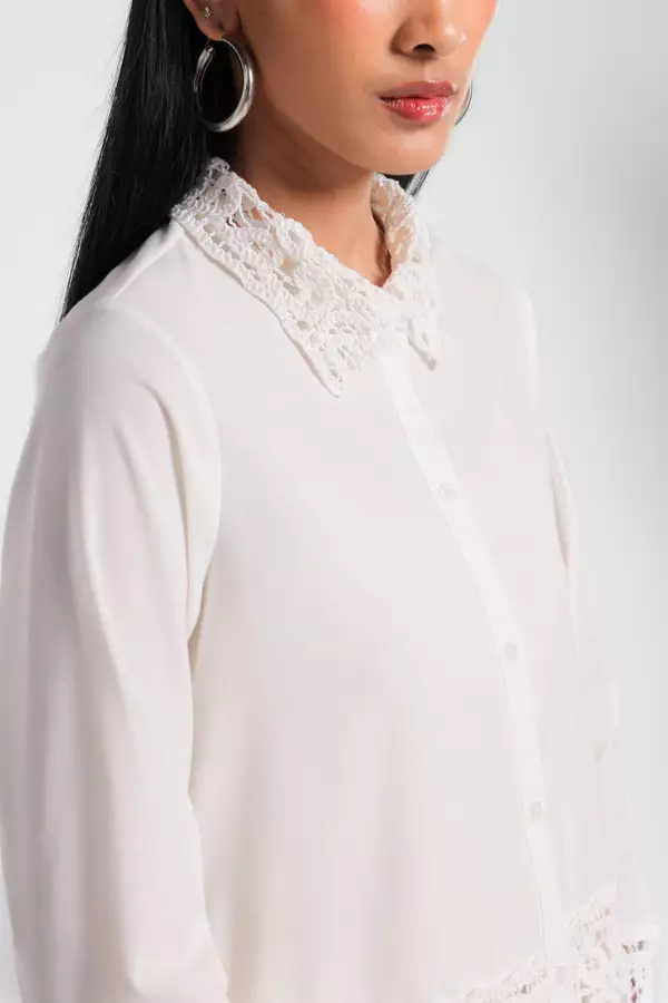 MINIMAL - Shireene - Blus Kombinasi Lace - Off White