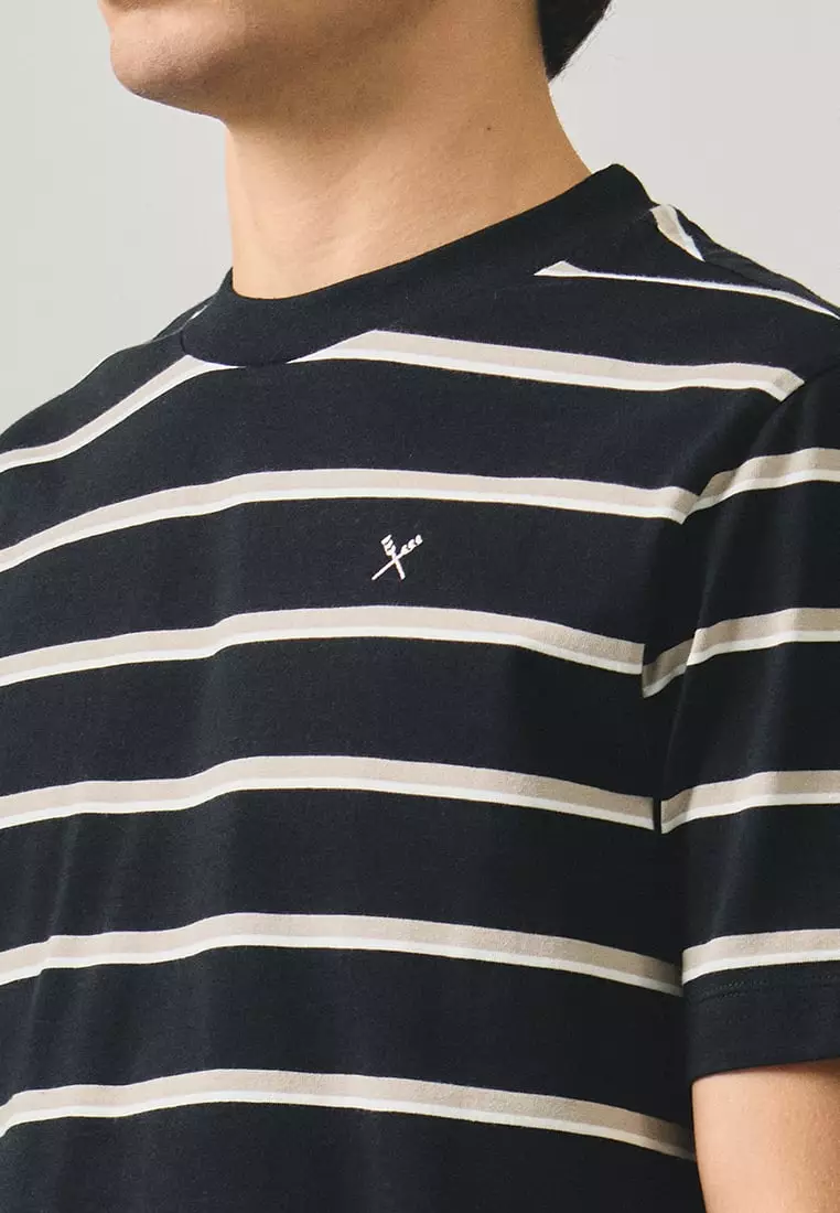 Regular Fit Striped T-Shirt In Brushed Heavy Jersey