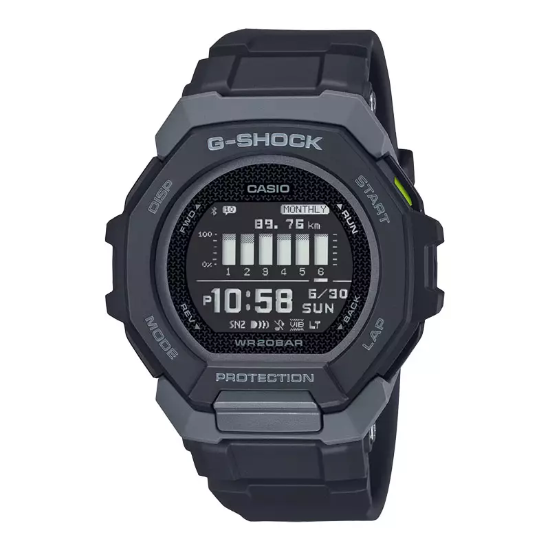 Jam Tangan Pria Casio G-Shock GBD-300-1ER G-Squad Black Digital Dial Black Resin Band