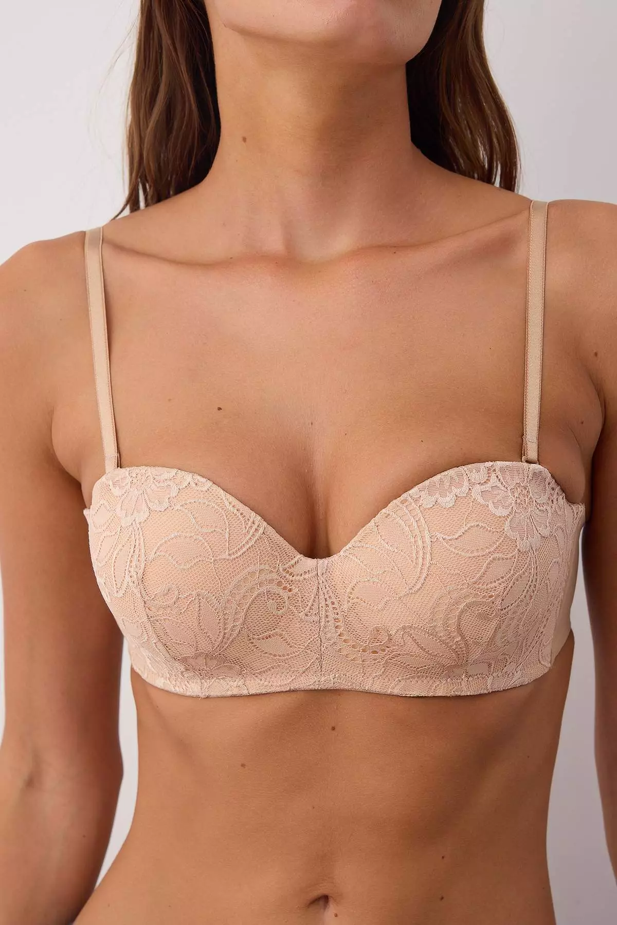 Ten Micro Lace Detailed Covered Strapless Knitted Bra Thmaw26Su00005