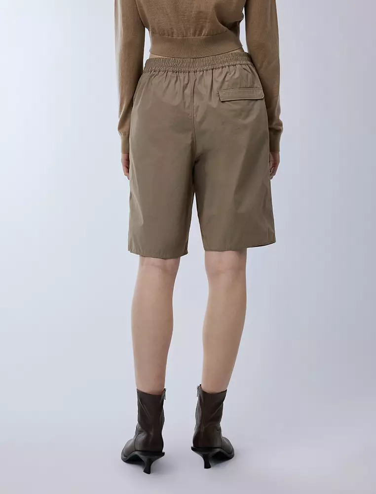 Poplin Straight-Leg Refined Minimalist Commuter Mid-Length Pants