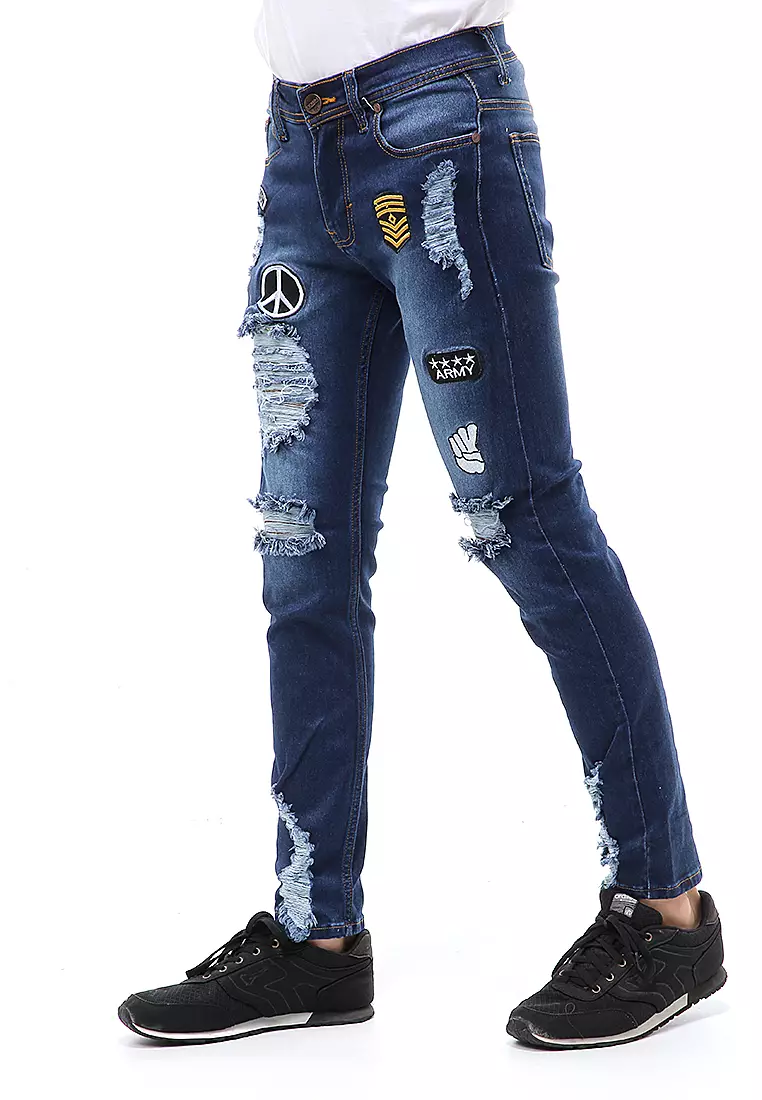 Locko Long Pants Celana Panjang Pria Ripped Jeans Material Denim ORIGINAL - Bio Wash