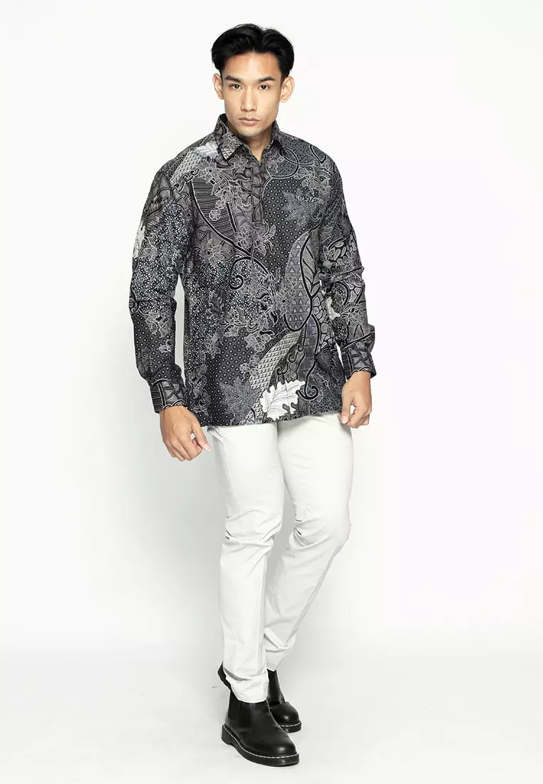 Casella Kemeja Pria Lengan Panjang Premium | Baju Kemeja Batik Pandawa Series Nakula 704 Blue