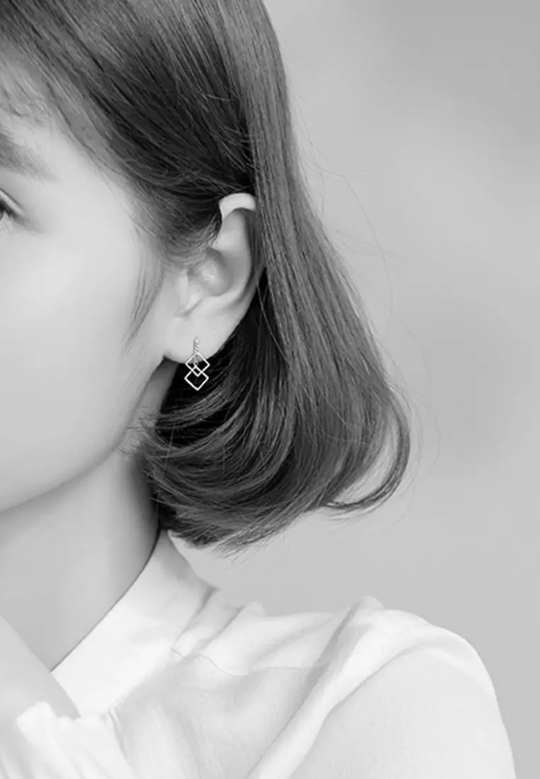 925 Silver Geometric Drop Earrings JW AR-G1488