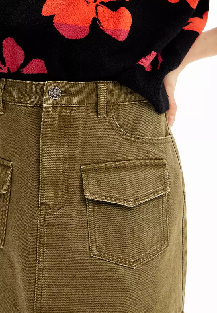 Desigual Woman Denim pockets mini skirt.