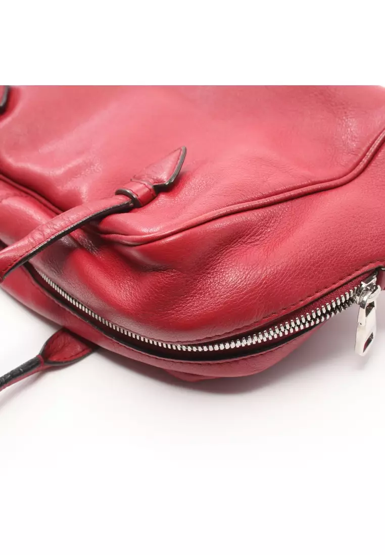 Buy LOEWE Pre-loved LOEWE Heritage Handbag mini boston bag leather Red ...