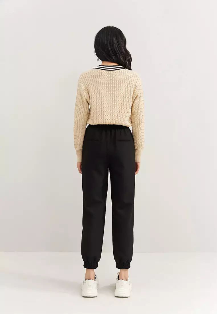 Front Contrast Fold Jogger Pants