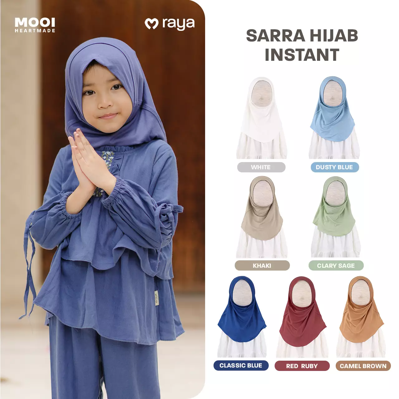 Mooi Hijab Instant Anak Jilbab Anak Perempuan Sarra Hijab - Red Ruby