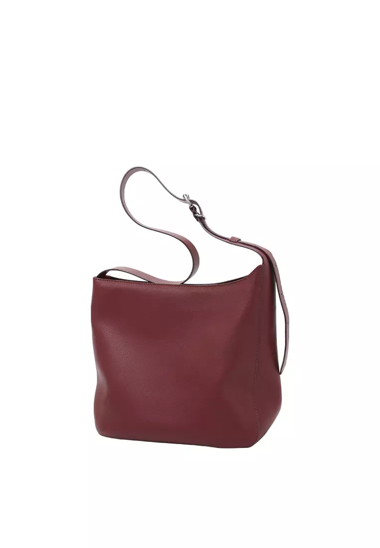 Asymmetric Shoulder Bag - Berry