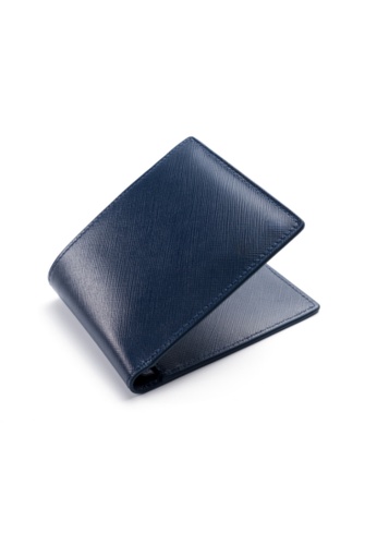 Crudo Leather Craft blue Senz'altro Short Wallet -  Saffiano Blue (Internal Coin Pocket) DAADDACEFE3CCEGS_1
