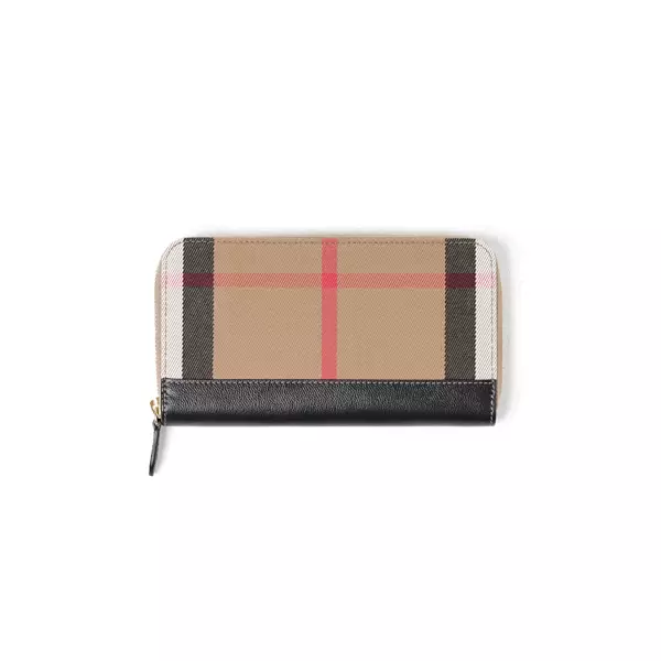 Dompet BURBERRY CHECK BROWN BLACK ZIP LONG WALLET 100% ORIGINAL