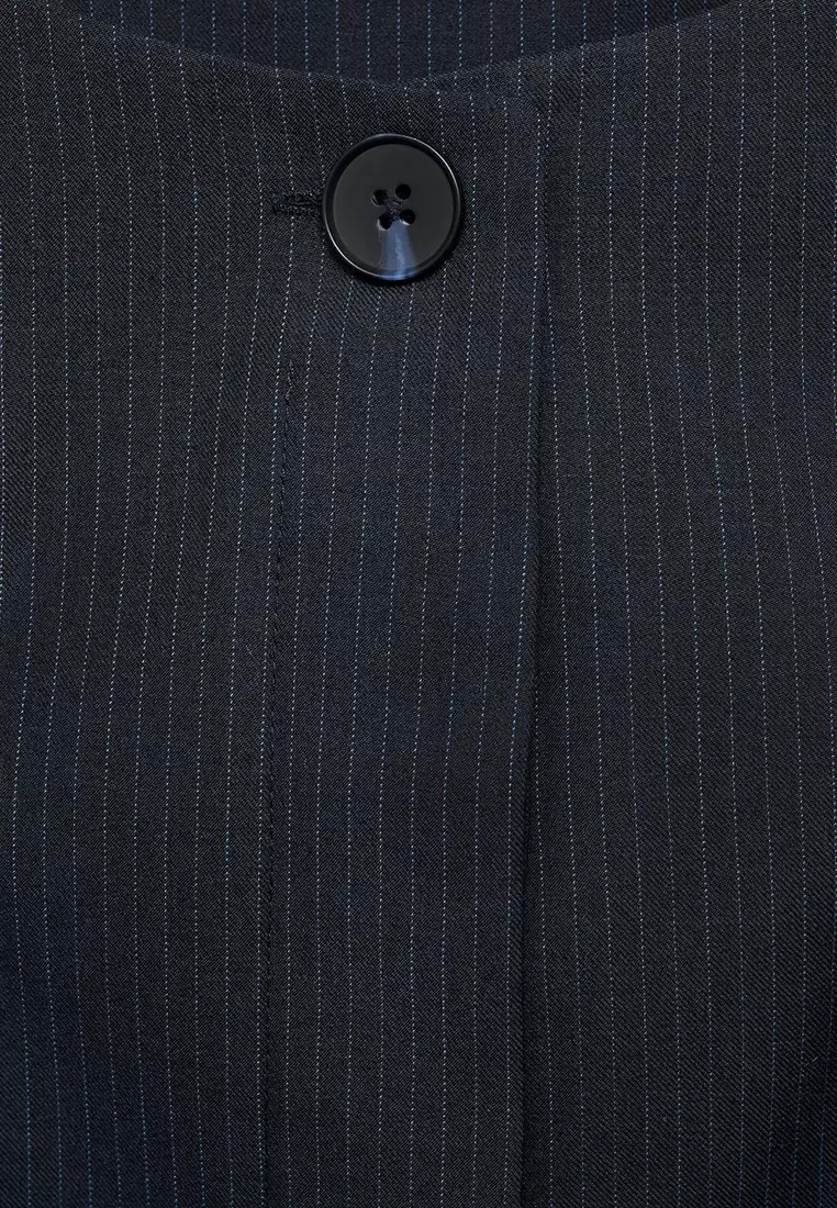 Pinstripe Dress with Hidden Buttons