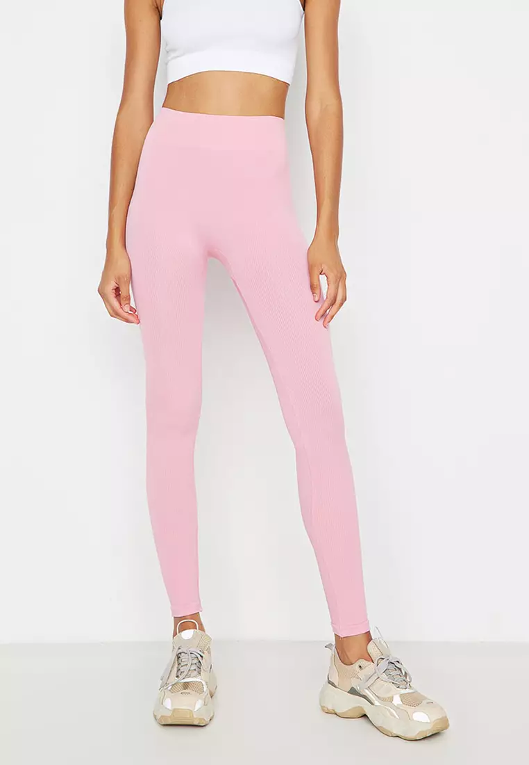 Buy Forever 21 Solid Pink Leggings online