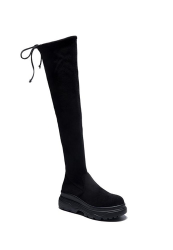 Twenty Eight Shoes black Supper Skinny Chunky Outsole  Long Boots Y33-1 9F7D2SH3BA7F57GS_1