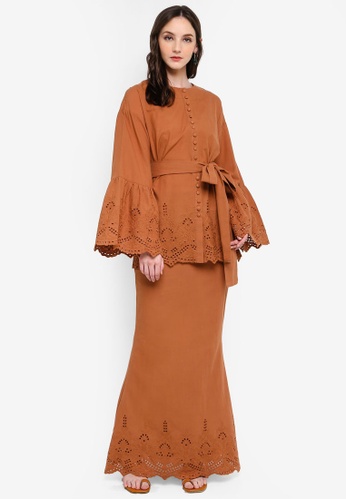 BLANCA Modern Kurung from Syomirizwa Gupta for ZALORA in Brown