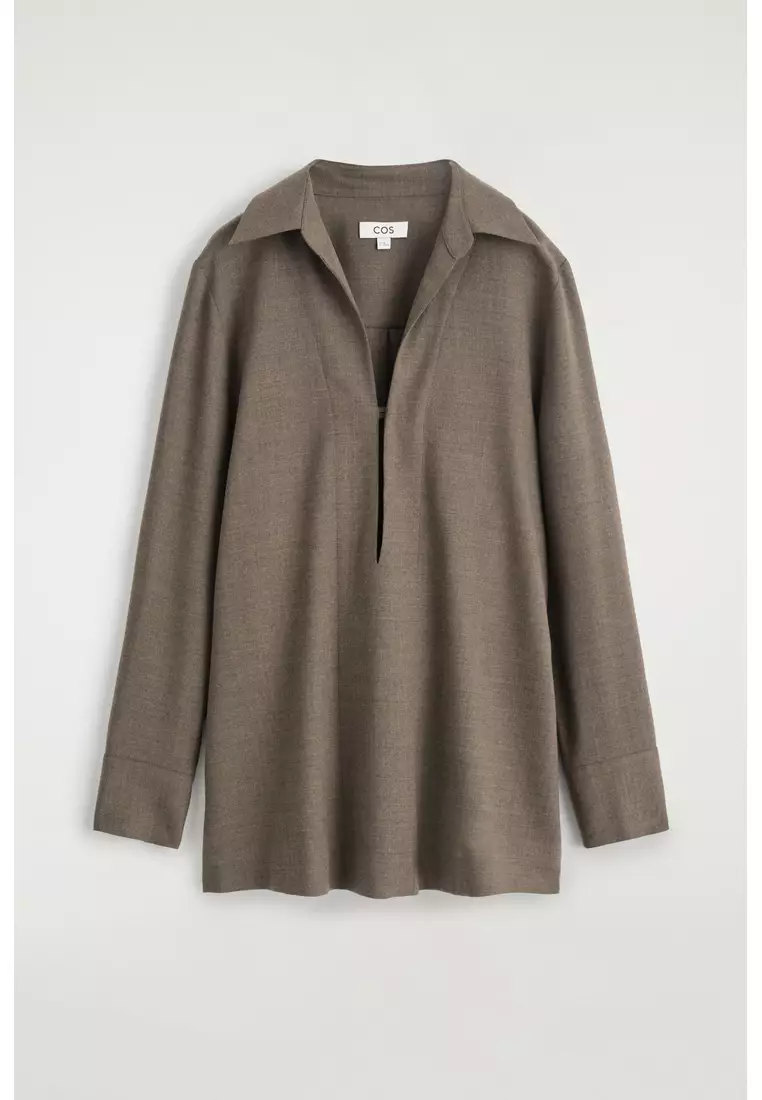 OPEN-COLLAR WOOL-BLEND SHIRT
