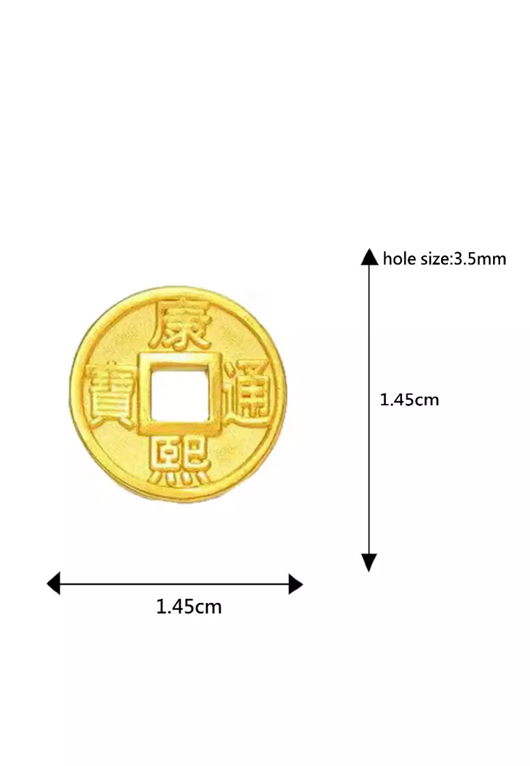 [SPECIAL] LITZ 999 (24K) Gold Coin Charm 钱币 EPC0958-L康熙0.85g+/-