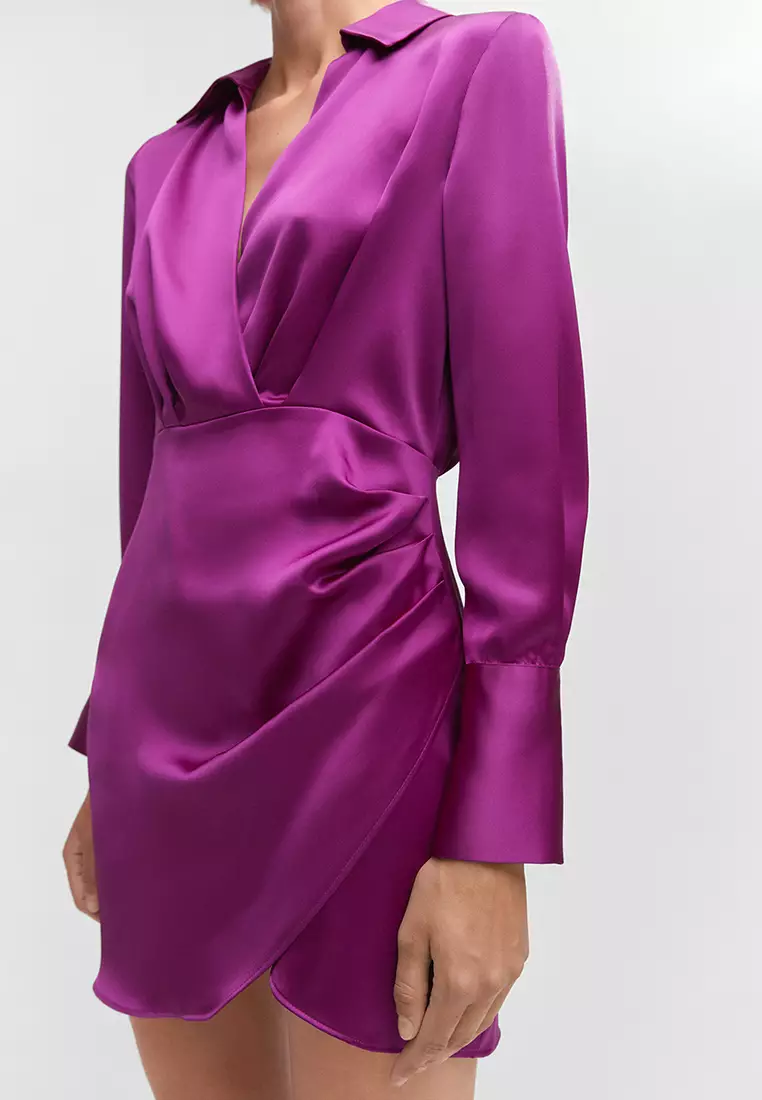 Mango satin hot sale wrap dress