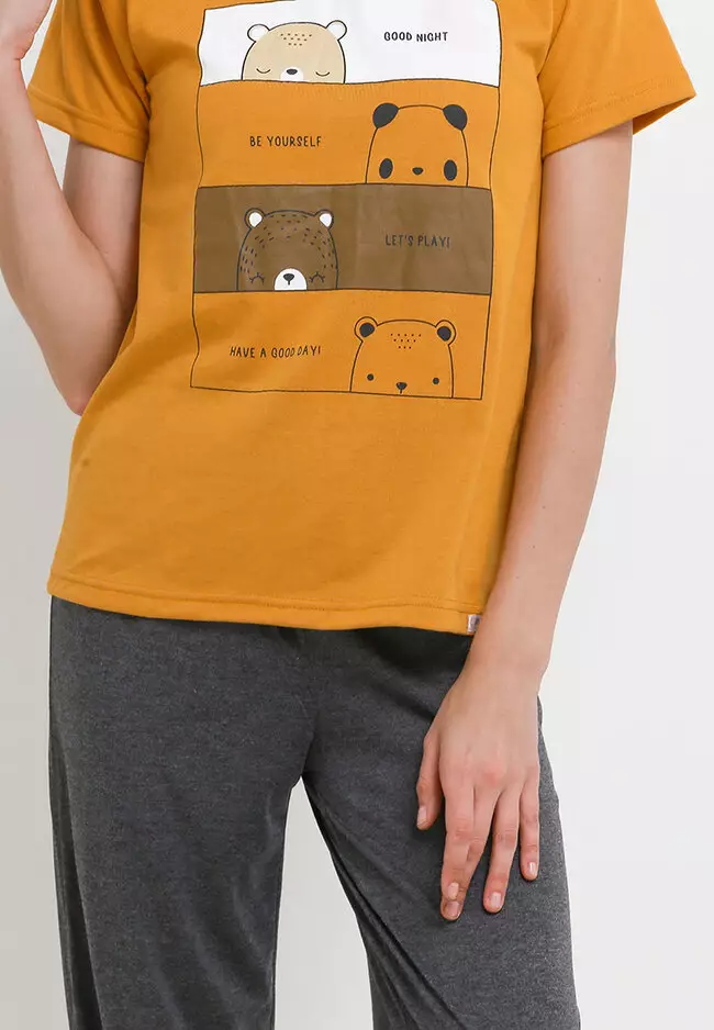 Pyjama Short Sleeve Long Pants Sleepwear