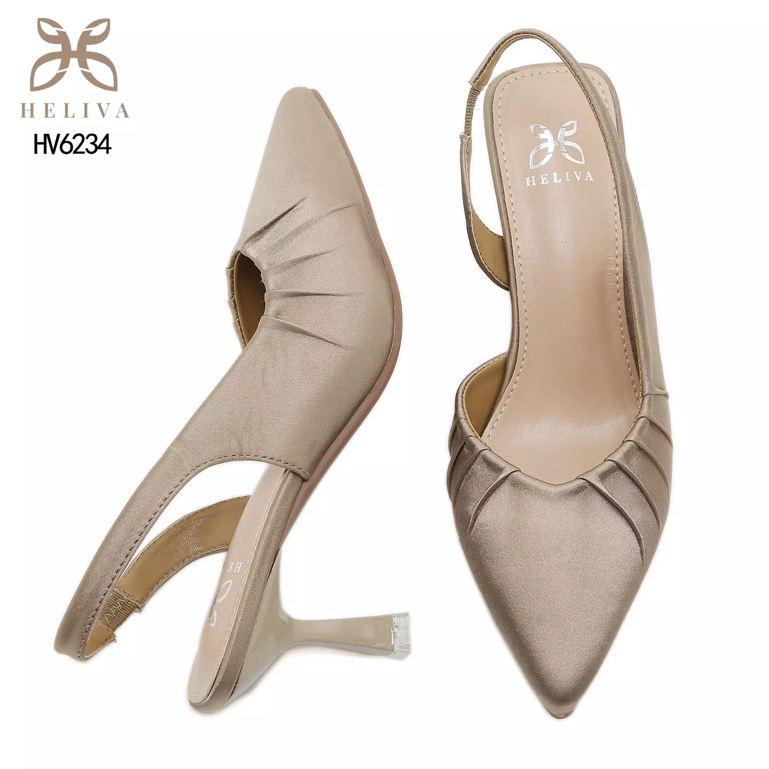 HELIVA LOWIN Formal Satin Heels with Refined Pointed Toe & Slingback Fit HV6234