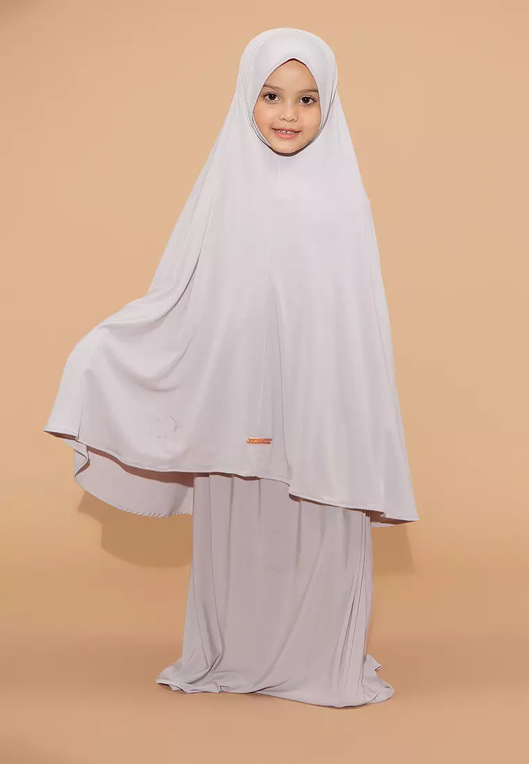 Shameera Prayer Set Kids Series 2 Light Grey (1-2 Tahun)