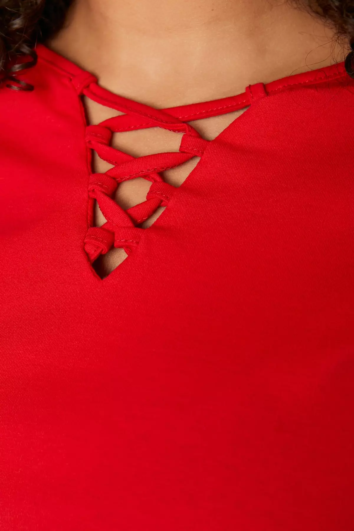 Plus Size Lacing Detailed T-Shirt