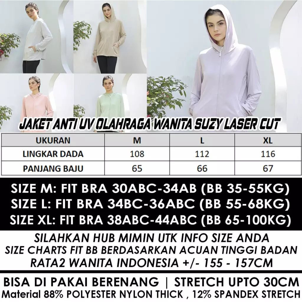 Fitwear - Jaket Olahraga Wanita DRYFIT OVERSIZE SUZY LASER CUT ANTI UV - DUSTY GREEN