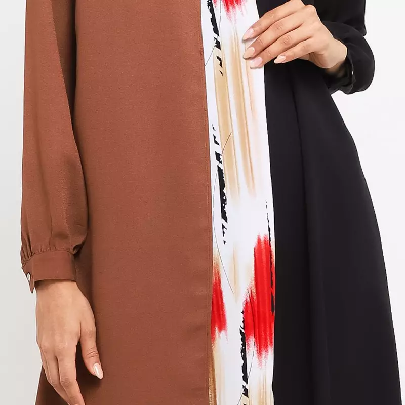 Alika Maxi Dress In Beige, Red & Black Print