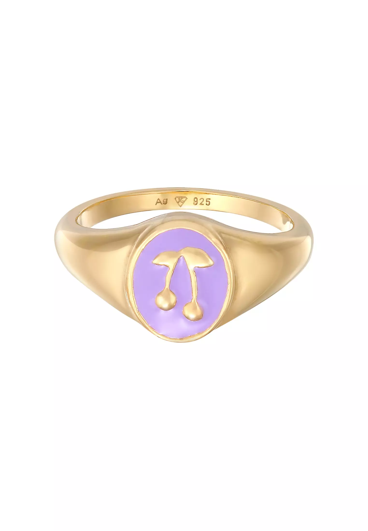 环形签名樱桃紫色搪瓷金镀金