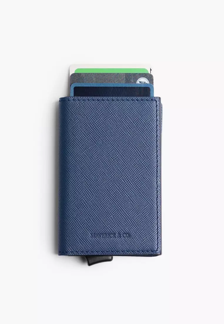 Maverick & Co. Manhattan Leather Pop-Up Wallet (Navy)