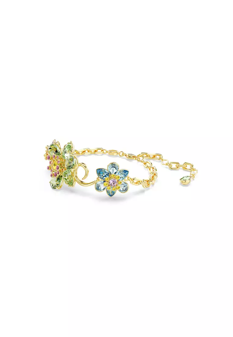 Idyllia bracelet, Mixed cuts, Flower, Multicolored, Gold-tone plated