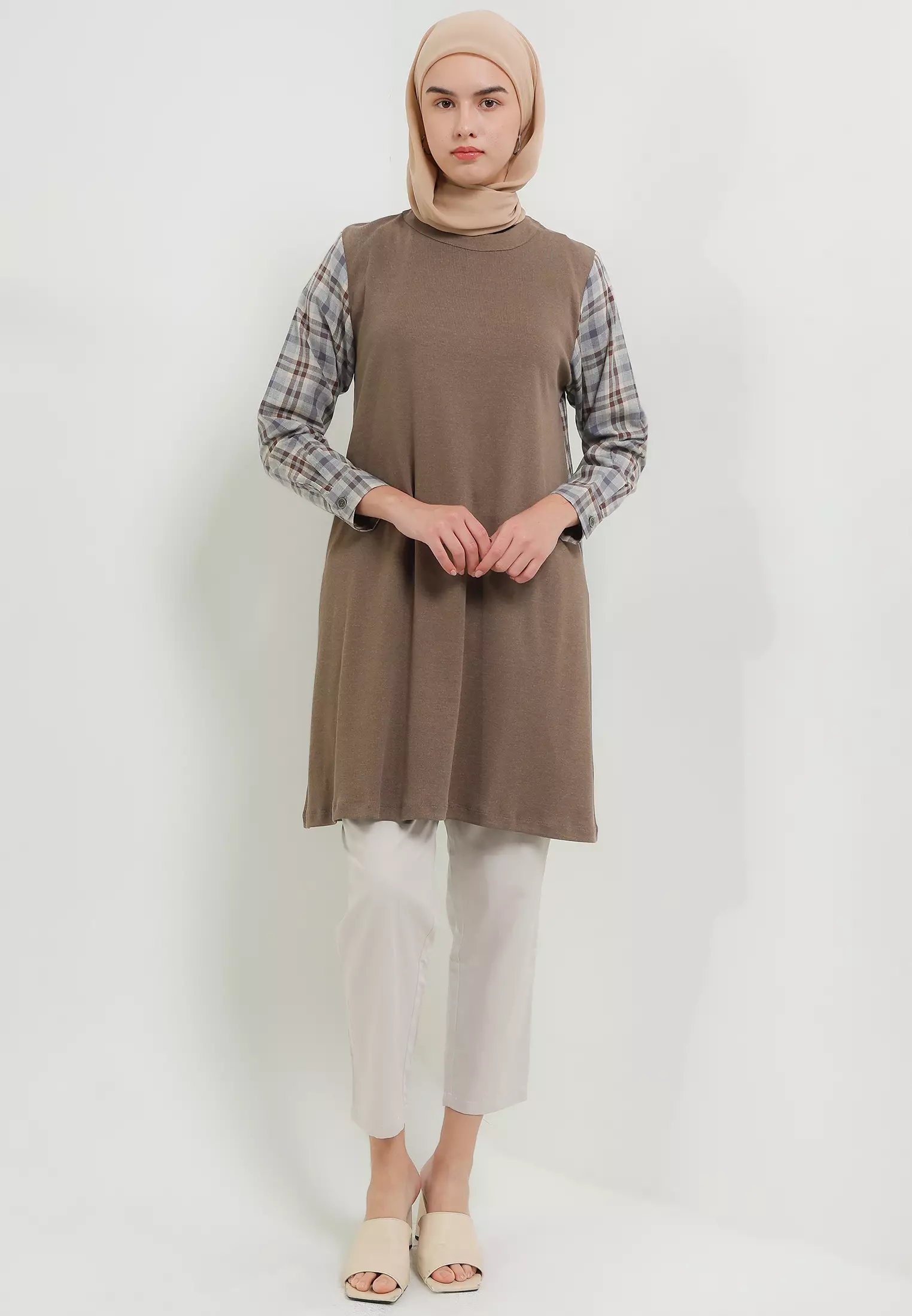 MFMW Piuna Tunik Brown Motif Kotak
